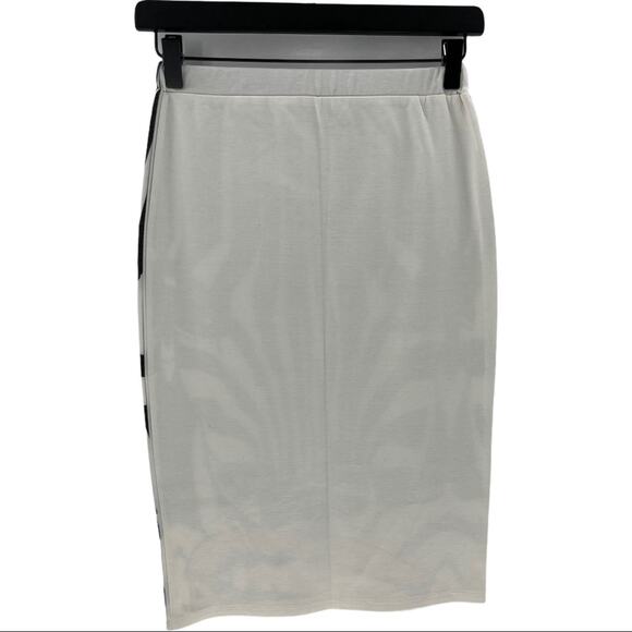 Graphic Zebra Face Pink Lips Print White Black Women's Midi Skirt Size Small S - Picture 2 of 3